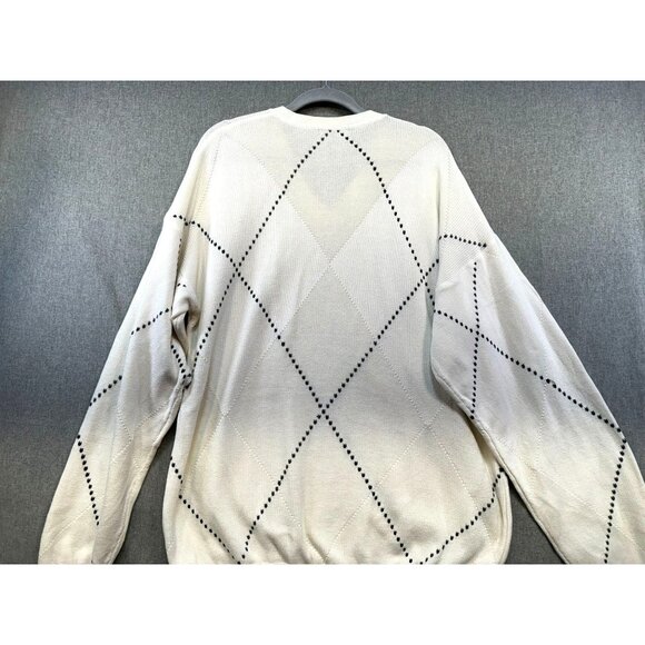 Vintage Nautica Mens Preppy Nautical Knit Sweater XXL White Argyle - Picture 10 of 12